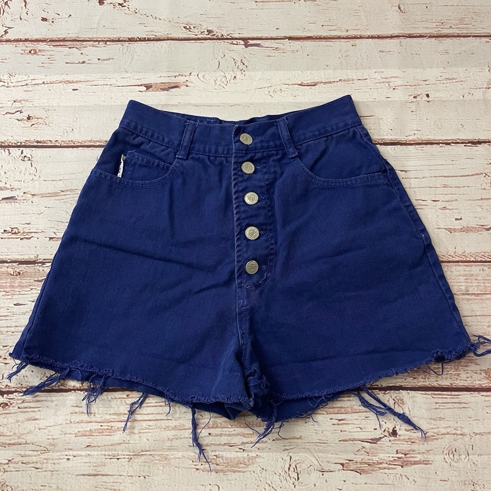 Vintage Blue Bongo‎ Shorts High Waist Striped Size 5   90's USA Women's